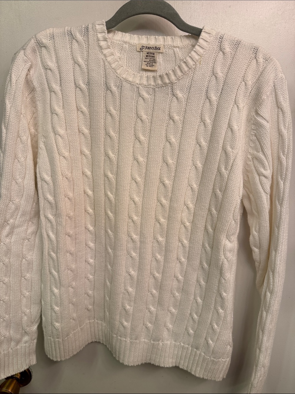 St. John's Bay white Cable-Knit Crewneck Sweater